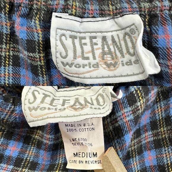 Stefano vintage 90s flannel plaid off the shoulder cropped peasant top medium - Picture 10 of 14